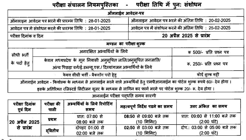 MPESB Teacher Exam Date